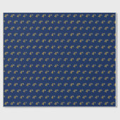 Blauw, Faux Gold 4de (vierde) Event Wrapping Paper Cadeaupapier (Vlak)