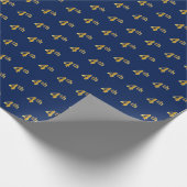 Blauw, Faux Gold 4de (vierde) Event Wrapping Paper Cadeaupapier (Hoek)