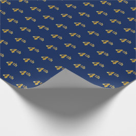 Blauw, Faux Gold 4de (vierde) Event Wrapping Paper Cadeaupapier