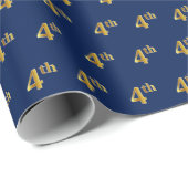 Blauw, Faux Gold 4de (vierde) Event Wrapping Paper Cadeaupapier (Rol Hoek)