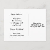 Blauw, Faux Gold 4th Birthday + aangepaste naam Briefkaart (Achterkant)