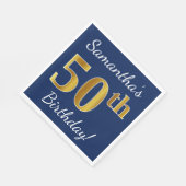 Blauw, Faux Gold 50ste verjaardag + aangepaste naa Servetten (Hoek)