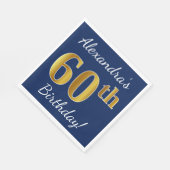Blauw, Faux Gold 60ste verjaardag + aangepaste naa Servetten (Hoek)