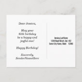 Blauw, Faux Gold 65e verjaardag + aangepaste naam Briefkaart (Achterkant)