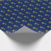Blauw, Faux Gold 6e (zesde) Event Wrapping Paper Cadeaupapier (Hoek)