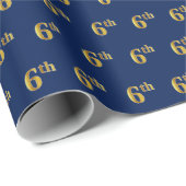 Blauw, Faux Gold 6e (zesde) Event Wrapping Paper Cadeaupapier (Rol Hoek)