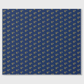 Blauw, Faux Gold 6e (zesde) Event Wrapping Paper Cadeaupapier (Vlak)