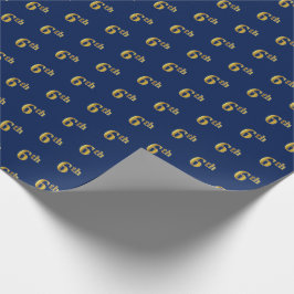 Blauw, Faux Gold 6e (zesde) Event Wrapping Paper Cadeaupapier