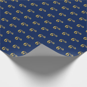 Blauw, Faux Gold 6th (Zesde) Event Wrapping Paper Cadeaupapier
