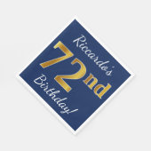 Blauw, Faux Gold 72e verjaardag + Aangepaste naam Servetten (Hoek)