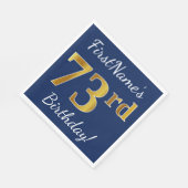 Blauw, Faux Gold 73rd Birthday + Aangepaste naam Servet (Hoek)