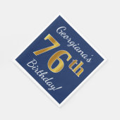 Blauw, Faux Gold 76th Birthday + Aangepaste naam Servetten (Hoek)