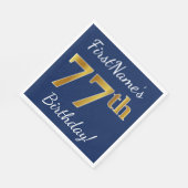 Blauw, Faux Gold 77th Birthday + Eigen naam Servetten (Hoek)