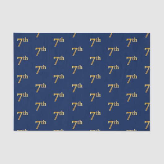 Blauw, Faux Gold 7th (7e) Event Tissue Paper Tissuepapier (Voorkant)