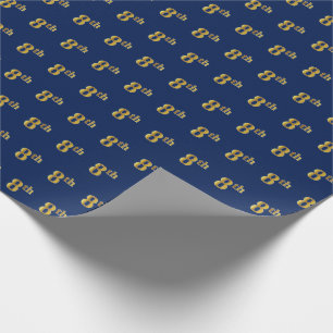 Blauw, Faux Gold 8th (achtste) Event Wrapping Pape Cadeaupapier
