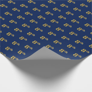 Blauw, Faux Gold 8th (achtste) Event Wrapping Pape Cadeaupapier