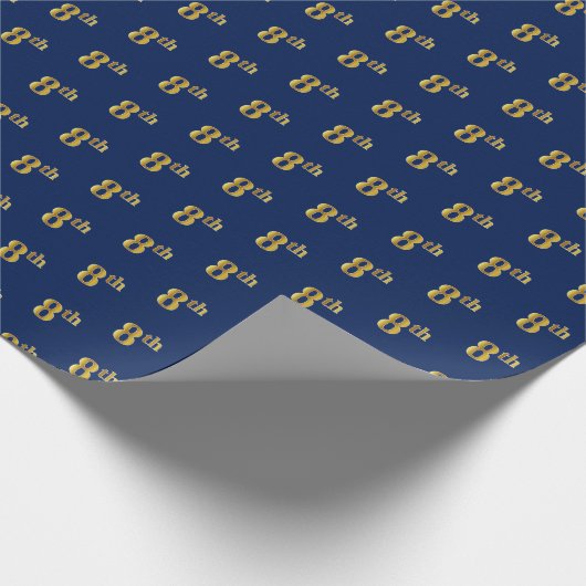 Blauw, Faux Gold 8th (achtste) Event Wrapping Pape Cadeaupapier (Hoek)