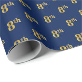 Blauw, Faux Gold 8th (achtste) Event Wrapping Pape Cadeaupapier (Rol Hoek)