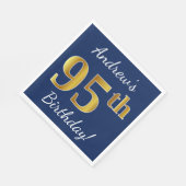 Blauw, Faux Gold 95e verjaardag + aangepaste naam Servet (Hoek)