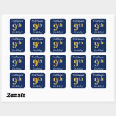 Blauw, Faux Gold 9th Birthday + Eigen naam Sticker (Vel)