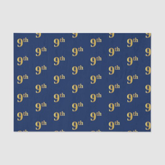 Blauw, Faux Gold 9th (negende) Event Tissue Paper Tissuepapier (Voorkant)