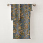 Blauw Faux Gold Elegant Badkamer Bad Handdoek (Insitu)