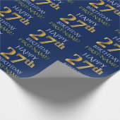 Blauw, Faux Gold "HAPPY 27th BIRTHDAY" Cadeaupapier (Hoek)
