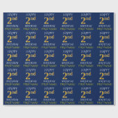 Blauw, Faux Gold "HAPPY 2nd BIRTHDAY" Cadeaupapier (Vlak)