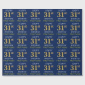 Blauw, Faux Gold "HAPPY 31st BIRTHDAY" Cadeaupapier (Vlak)