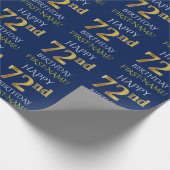 Blauw, Faux Gold "HAPPY 72nd BIRTHDAY" Cadeaupapier (Hoek)