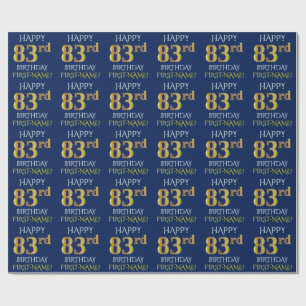 Blauw, Faux Gold "HAPPY 83rd BIRTHDAY" Cadeaupapier