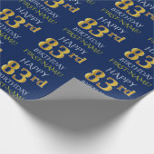 Blauw, Faux Gold "HAPPY 83rd BIRTHDAY" Cadeaupapier (Hoek)