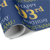 Blauw, Faux Gold "HAPPY 93rd BIRTHDAY" Cadeaupapier (Rol Hoek)