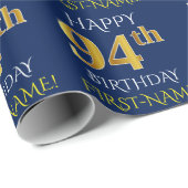 Blauw, Faux Gold "HAPPY 94th BIRTHDAY" Cadeaupapier (Rol Hoek)