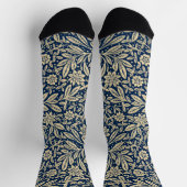 Blauw & Faux Goud Bloempatroon Sokken (Top)