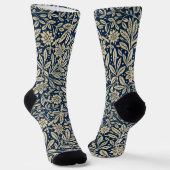 Blauw & Faux Goud Bloempatroon Sokken (Gebogen)