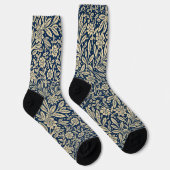 Blauw & Faux Goud Bloempatroon Sokken (Rechts)