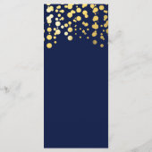 Blauw & Faux Goud Moderne Stippen Bruiloft Menu Ka (Achterkant)