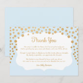 Blauw faux gouden jongen baby shower bedankkaart (Voorkant / Achterkant)