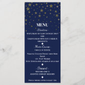 Blauw & Faux Gouden Sterren Bruiloft Menu Kaart (Voorkant)