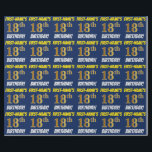 Blauw, Faux/Imitatie Goud, "18e VERJAARDAG" Cadeaupapier<br><div class="desc">Dit wikkelpapierontwerp heeft een boodschap als "18e VERJAARDAG VAN FIRST-NAME!", met de "18e" met een faux/imitatie goud-achtige kleurverschijning, en met de naam en "VERJAARDAG" in een leuk, vet lettertype. De naam kan gepersonaliseerd worden en de achtergrond is blauw gekleurd. Dit soort inpakpapier kan misschien gebruikt worden om verjaardagscadeaus in te...</div>