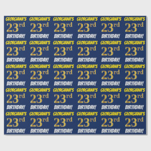 Blauw, Faux/Imitatie Goud, "23e VERJAARDAG" Cadeaupapier