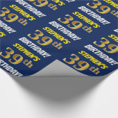 Blauw, Faux/Imitatie Goud, "39ste VERJAARDAG" Cadeaupapier (Hoek)
