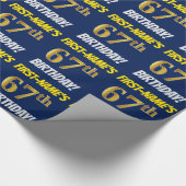 Blauw, Faux/Imitatie Goud, "67e VERJAARDAG" Cadeaupapier (Hoek)