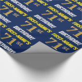 Blauw, Faux/Imitatie Goud, "71ste VERJAARDAG" Cadeaupapier (Hoek)