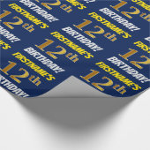 Blauw, Faux/Imitation Gold, "12th BIRTHDAY" Cadeaupapier (Hoek)