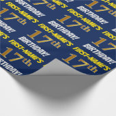 Blauw, Faux/Imitation Gold, "17th BIRTHDAY" Cadeaupapier (Hoek)