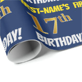 Blauw, Faux/Imitation Gold, "17th BIRTHDAY" Cadeaupapier (Rol Hoek)