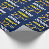 Blauw, Faux/Imitation Gold, "22nd BIRTHDAY" Cadeaupapier (Hoek)