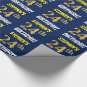 Blauw, Faux/Imitation Gold, "24th BIRTHDAY" Cadeaupapier (Hoek)